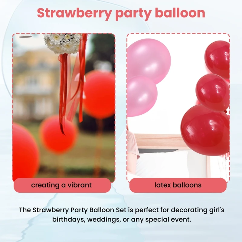 ストロベリーバルーンアーチ、誕生日の集まりの装飾、装飾キット、128個