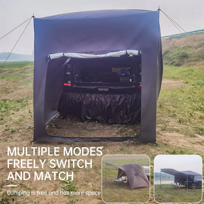 Outdoor Camping Tent with Zipper Car SUV Rear Extension Tent Shade Awing  For Camp Self-driving Travel Car Rear Side Tent