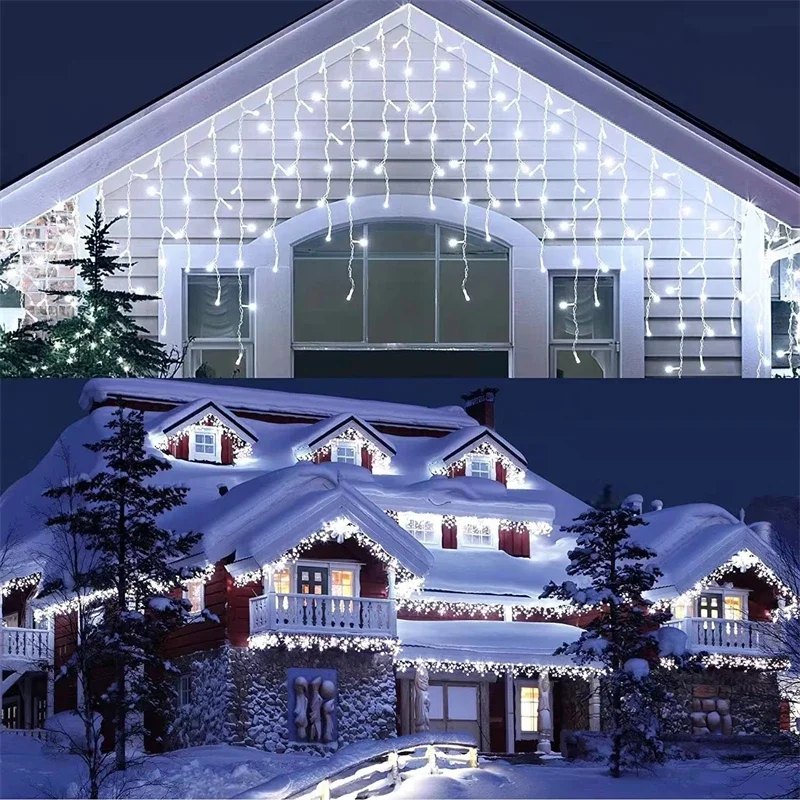 Outdoor 4x0.6m LED Holiday Light Garland for Patio Christmas Lights Fairy String Curtain Light Street Wedding Garden Decoration