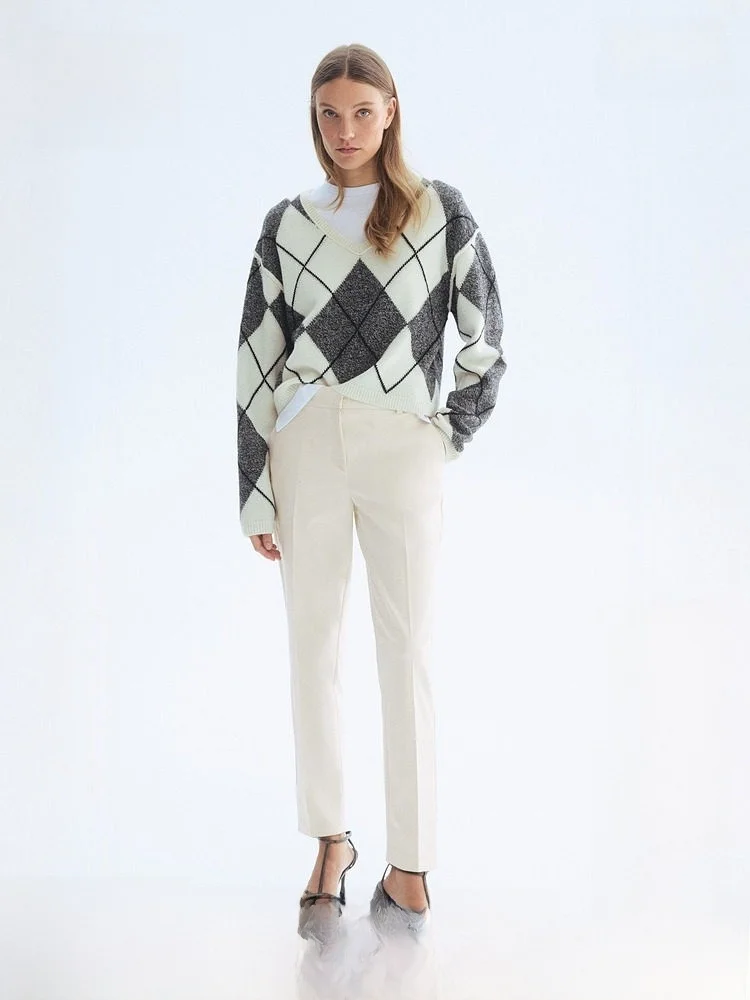 

Новые летние женские брюки-сигареты H&M, прямые повседневные брюки с естественной талией, из смесового полиэстера и хлопка, с эластичным поясом