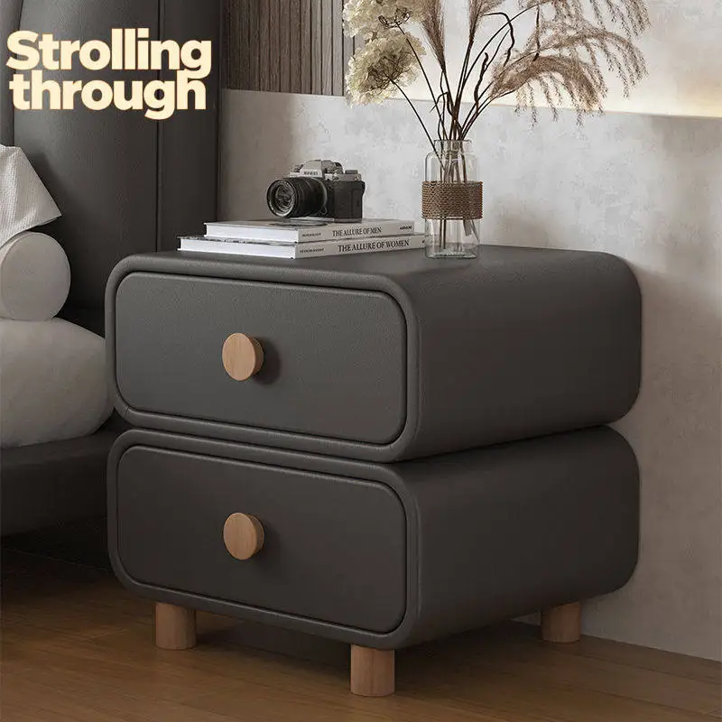 

Solid wood bedside table shelf household bedroom 2025 new light luxury high-end small storage cabinet side cabinet