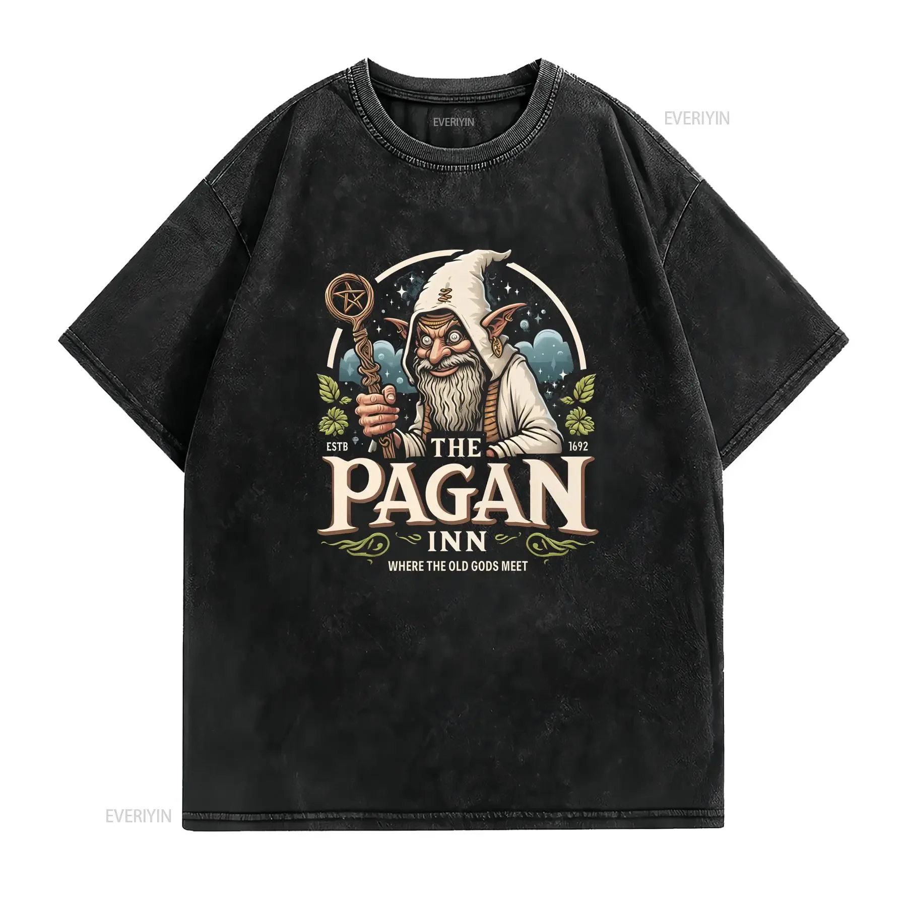The Pagan Inn T Shirt Funny Wiccan Witchy Witchcraft Paganism UNISEX For Men And Women vintage Washed Top For Everyday Wear