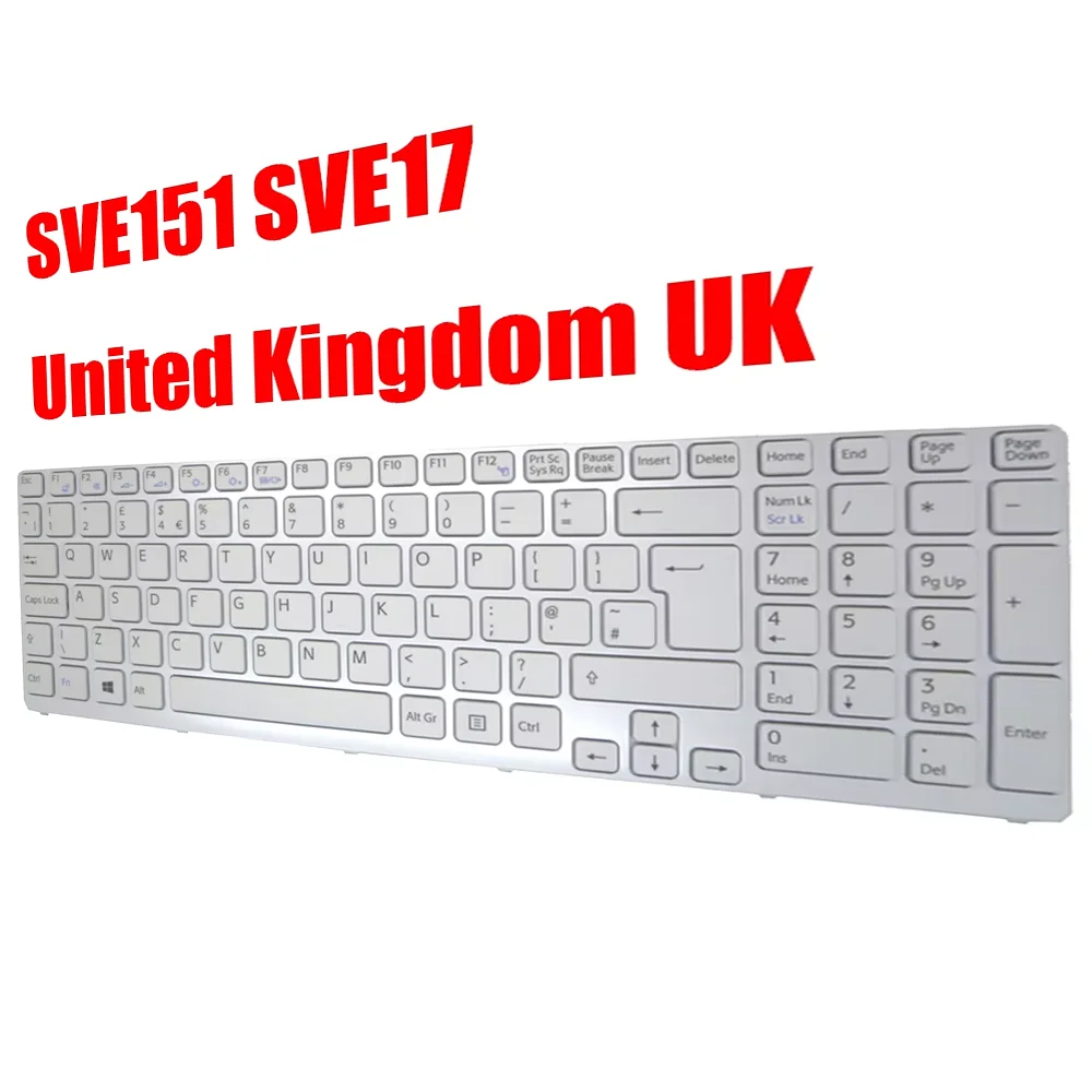 

United Kingdom UK Laptop Keyboard For SONY SVE151 SVE17 149168711GB 90.4XW07.10U 149151711GB 149162111GB 90.4XW07.C0U New