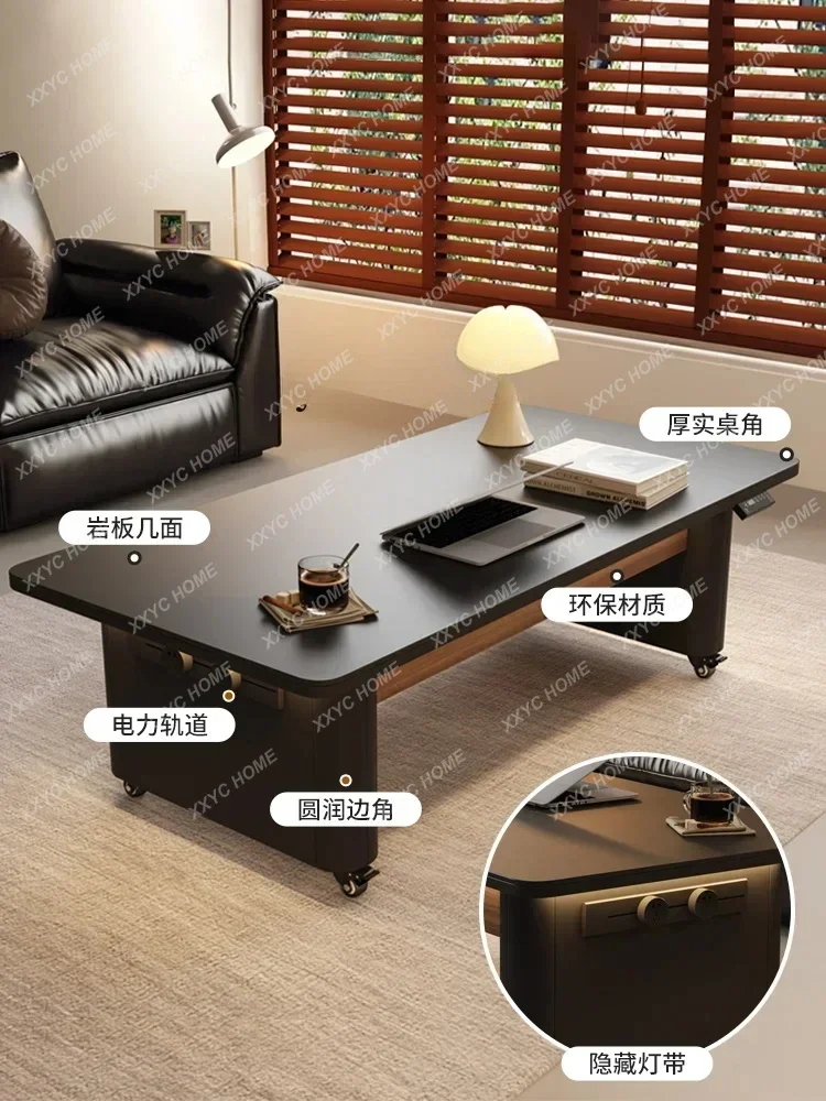 ZC lifting coffee table movable side table multi-functional high-end household rock slab trolley