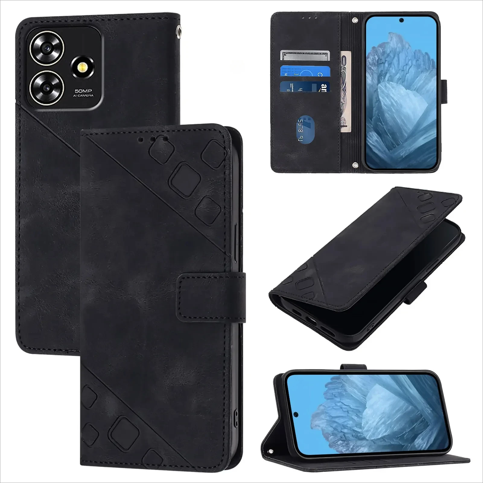 

For ZTE Blade A73 4G Holder Case PU Leather Card Pocket Case for ZTE Blade A73 Full Protection Phone Cover Case for Blade A73 4G