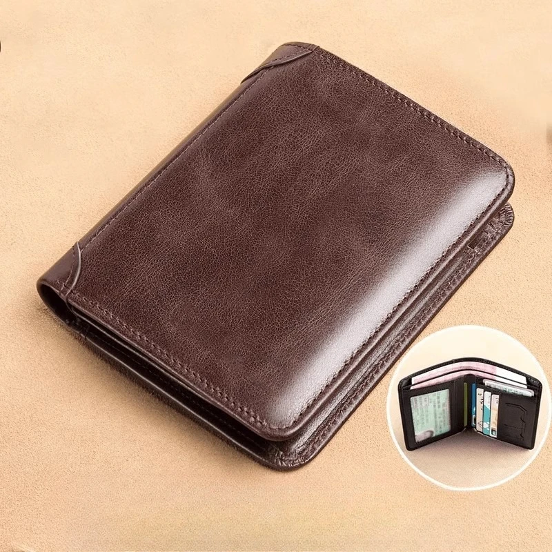 New Mens Short Bifold Leather Wallet Multifunctional Combo Card Holder And Driving License Clip Multi Purpose Purse For Men