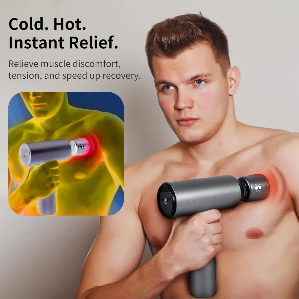 Thermacool Massage Gun with Heat & Cold, 6 Speeds Deep Tissue Percussion, Portable Case, Muscle Relief for Home Gym Office view 3