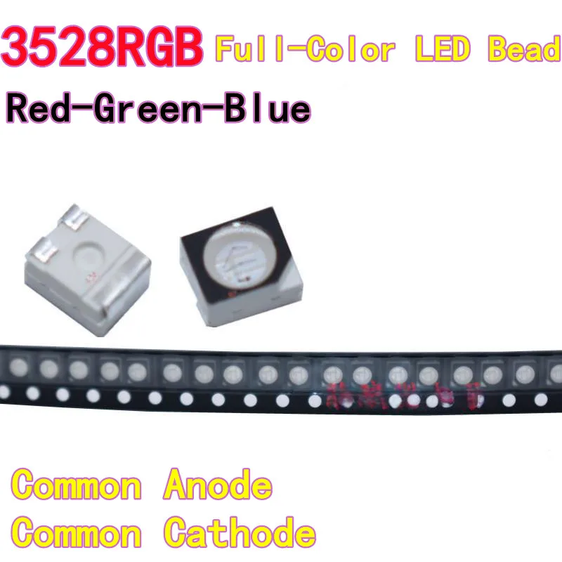 20pcs 100pcs 1210 SMD LED 3528 Red-Green-Blue LED Seven-Color Tri-Color Three Color RGB Controllable Common Anode/Common Cathode
