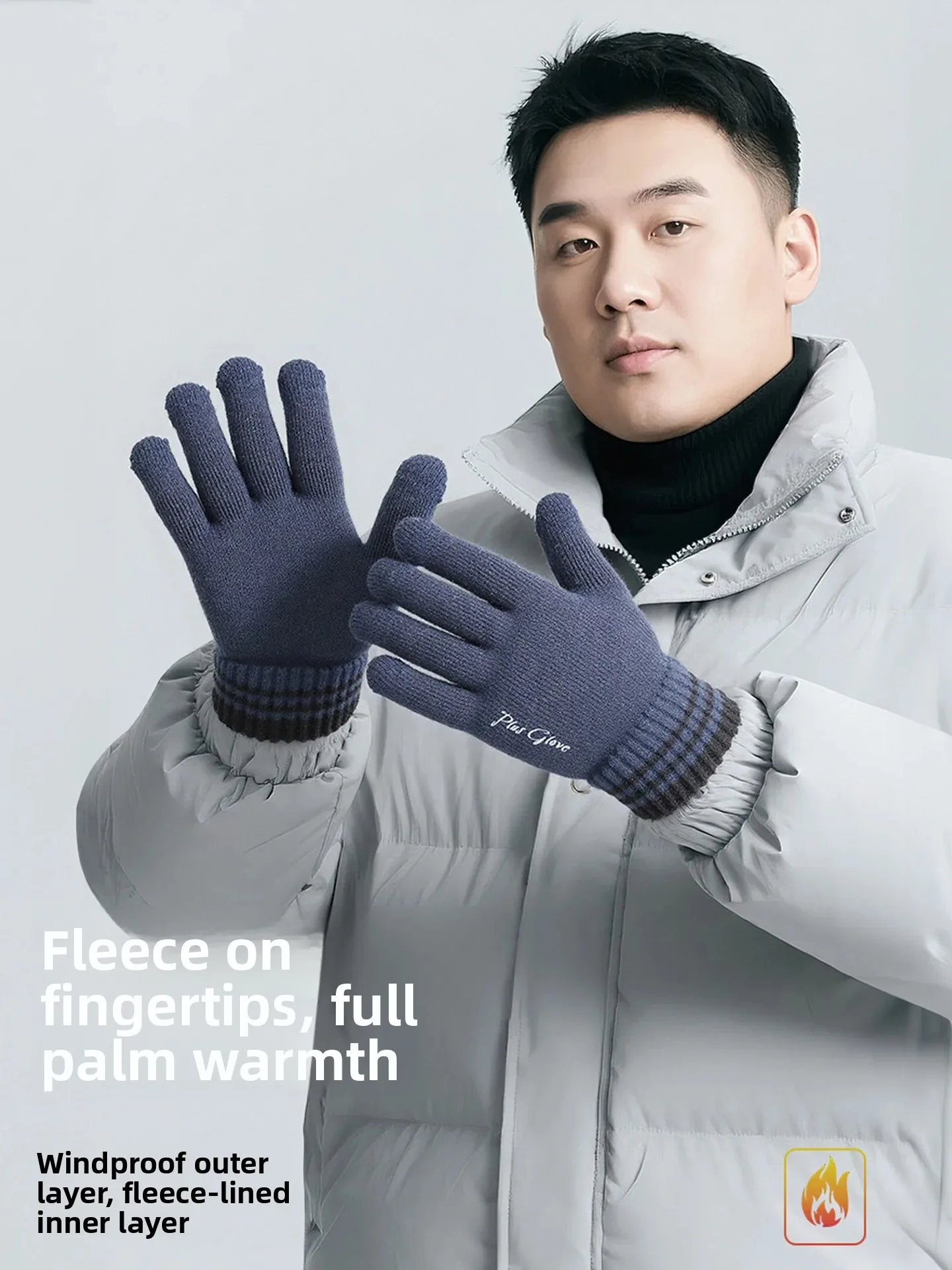Thickened Winter Gloves for Men Fleece Lined Touchscreen Driving Cycling Warmth Student Cold Proof Large Size Winter Riding