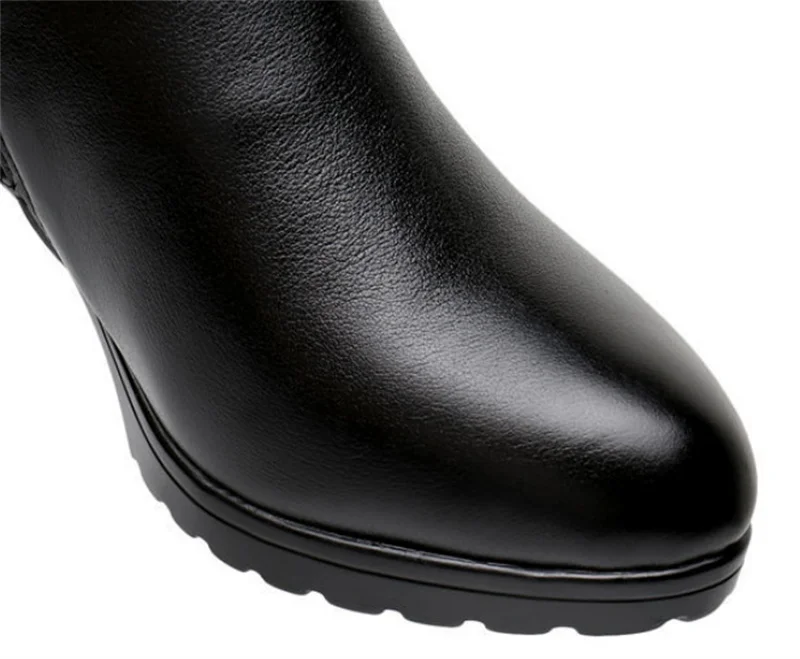 ZXRYXGS 고급 토끼 모피 탑 소가죽 매트 가죽 인튜브 부츠, 2025