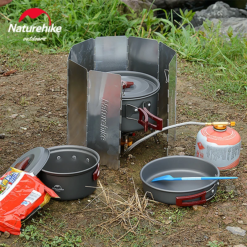 Naturehike 8/10 Plates Foldable Wind Shield Ultralight Camping Stoves Windshield Folding Screen Stoves Windbreak Panels Picnic