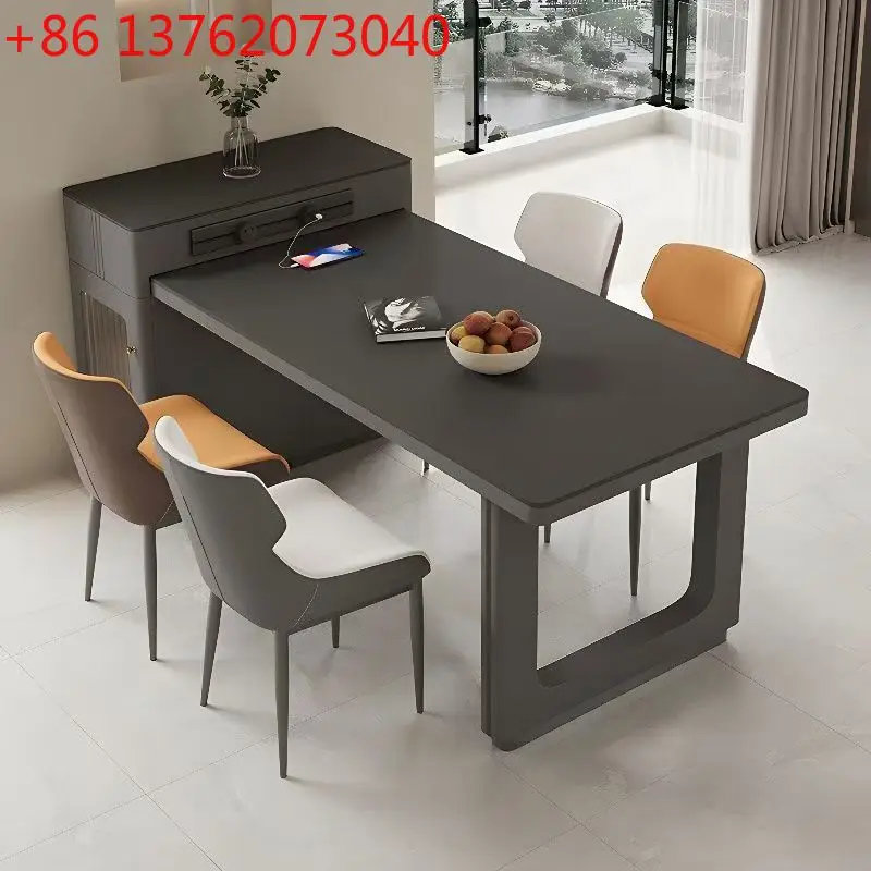 

Cream Wind Island rock slab dining table retractable simple multi-functional locker combination