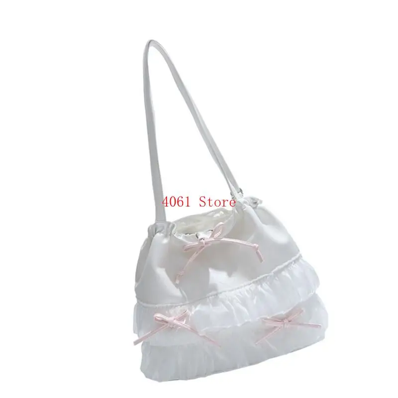 

Convertible Lace Trimmed Satchel With Contrast Bows Detailing Large Capacity