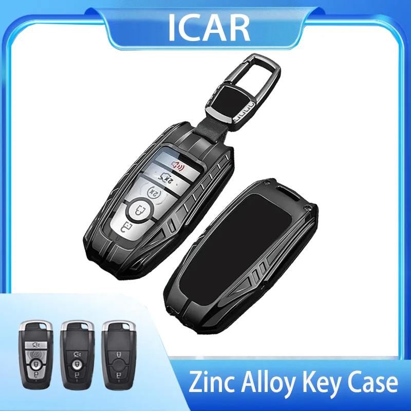 ICAR for Ford Fusion Mustang Explorer F150 Edge Mondeo Mk5 Focus Mk4 2019 2020 2021 Car Key Case Cover Fob keychain Zinc Alloy