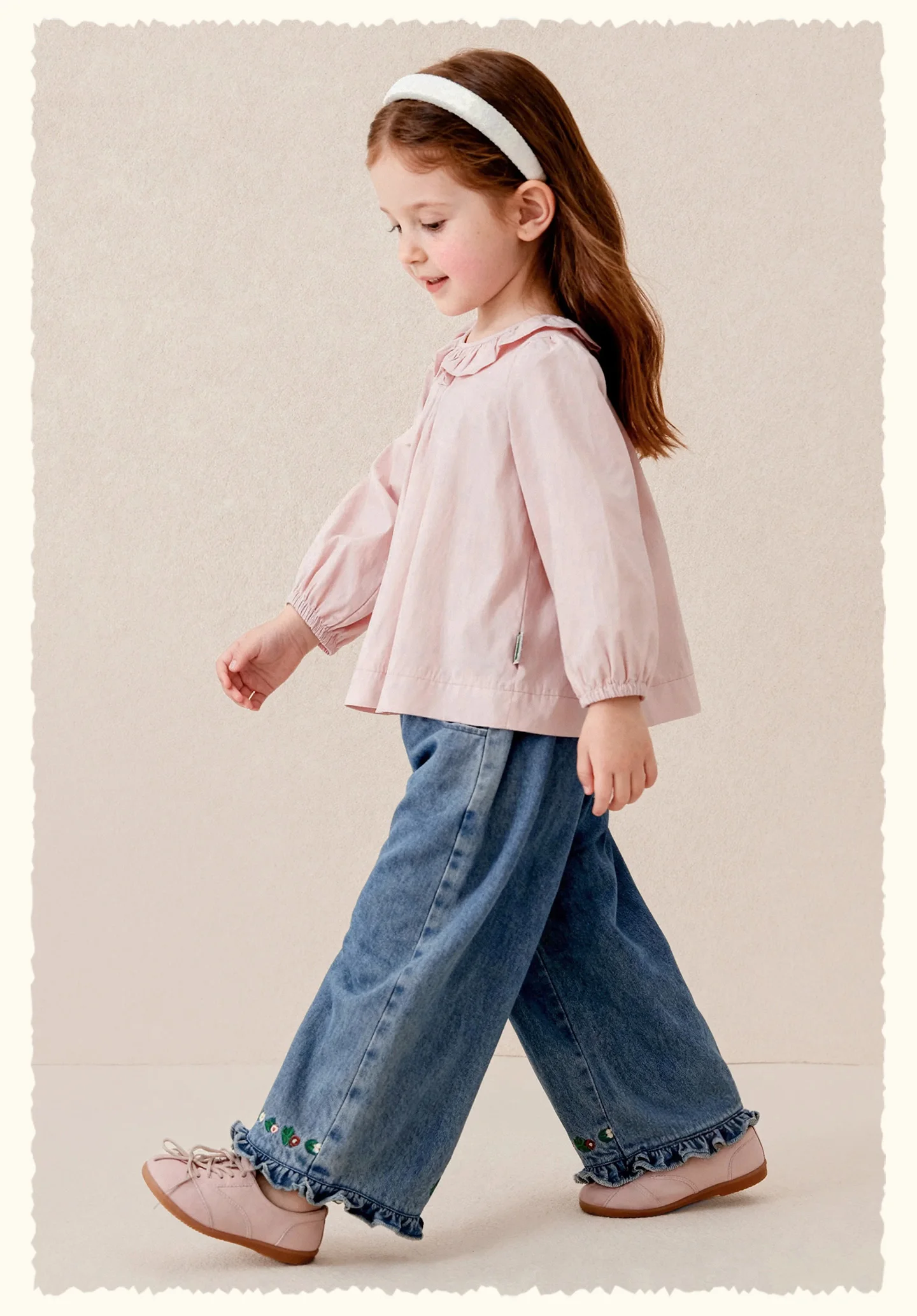Amila 2026 Herbst Neue Kinderjeans aus reiner Baumwolle, gewaschen, Vintage, weites Bein, modisch, lässig, bequem, weiche lange Hose für den täglichen Gebrauch. – Detail 10