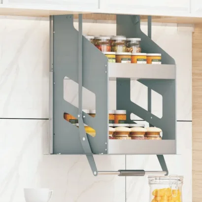 Kitchen wall cabinet lifting pull-down type double-wall cabinet seasoning basket vertical up and down lift cabinet storage