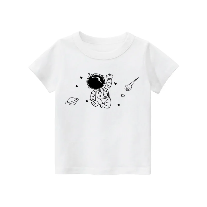 Boys T Shirt Summer 100% Cotton Girls T-Shirts For Children Short Sleeve Dinosaur Shark T Shirt For A Boy Children Clothes Top
