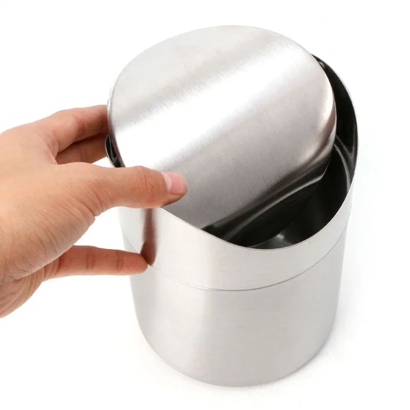 Stainless Steel Desk Trash Bin Countertop Waste Can With Swing Lid 1.5 L Mini DustBin kitchen trash can 쓰레기통 스마트