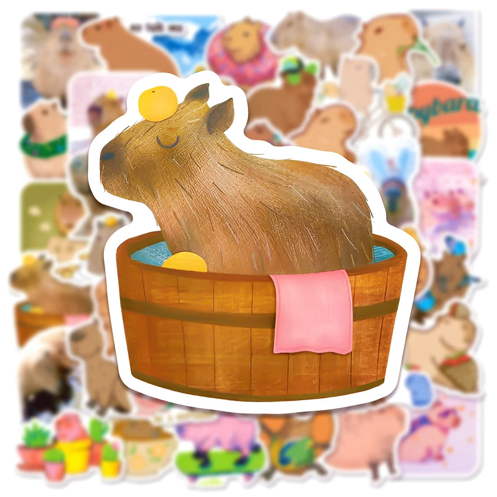 10/30/50pcs Kawaii Capybara Animal Stickers Cartoon Graffiti Decal for Notebook Helmet Fridge Funny Sticker Fun for Kid Toy Gift