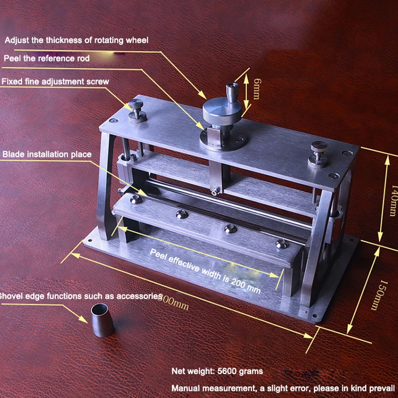 304 Stainless Steel Manual Leather Peeling Machine 200mm Width Multifunctional 3-In-1 Thinning Scraping And Trenching Machine