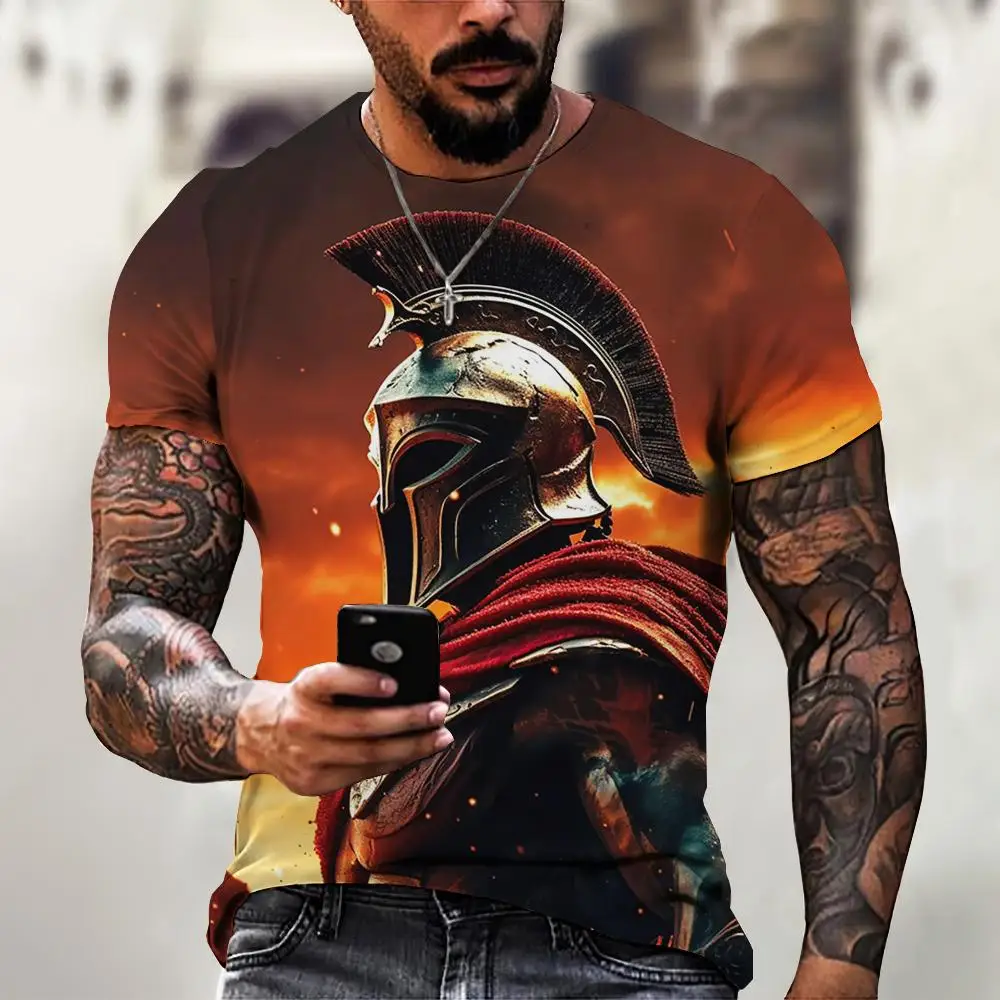 Sparta Graphic Tee Mens T-shirt for Men Clothing Oversized Tee Shirt Man T-shirt 3D Print Summer Tops Casual Short Sleeve Street