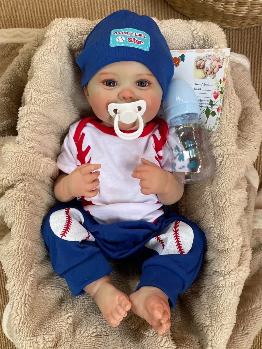 18-20 Inch Full Silicone Bald Reborn Doll Boy Handmade Newborn Doll 3D Painted Skin Bebe Reborn Doll