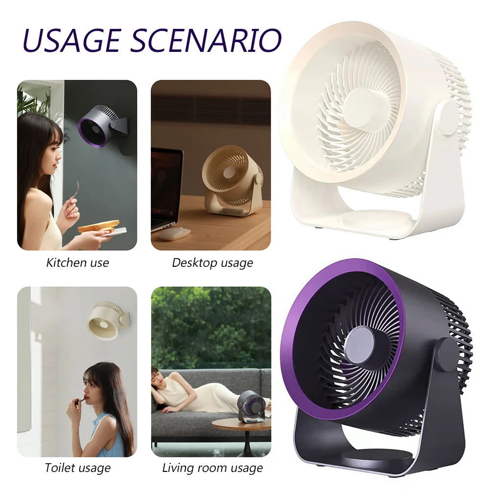 

Multifunctional Electric Fan Cordless Airs Circulation Fan 3Speed Desk Fan with 180 Degree Rotating Head for Home/Office Bedroom