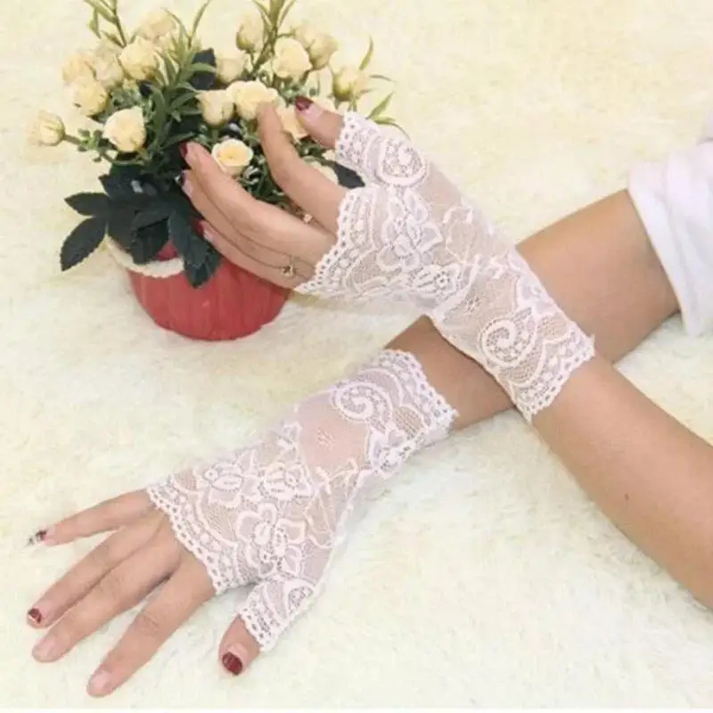 New Lady's Anti-uv Lace Gloves Female Fashion Solid Color 1Pair New Women's Semi-finger GlovesDriving Gloves Accessories Gifts