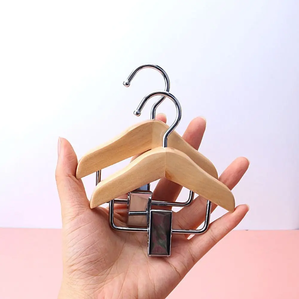 Durable Solid Wood Hanger with Clip Anti Slip Mini Hanger Coat Hanging Rack