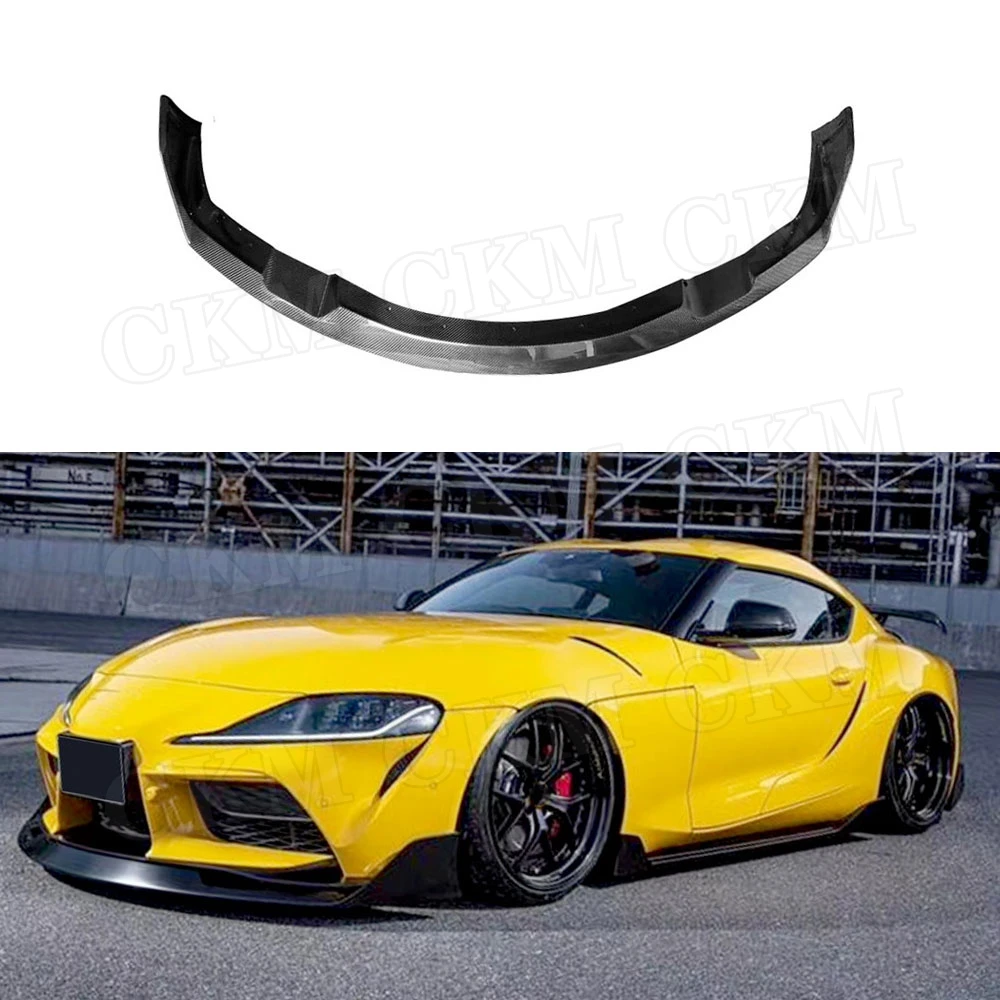 

CKMUUER из углеродного волокна для Toyota Supra A Style 2019 2020, передний спойлер для губ, сплиттер, комплекты кузова автомобиля, передний бампер, спойлер для подбородка