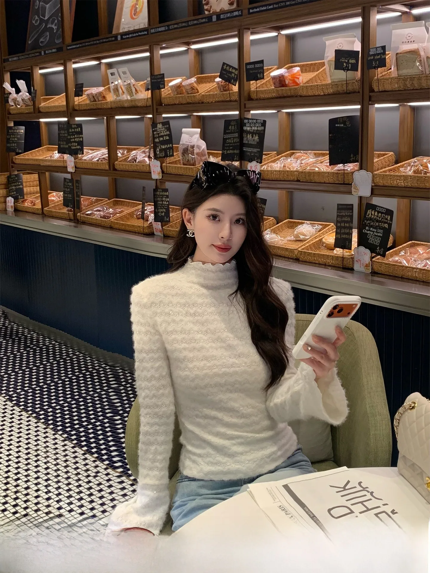 

Kun Total Women's Thiened High Collar Base irt Winter Warm Casual Nylon Fiber Inner Wear Top off White Color