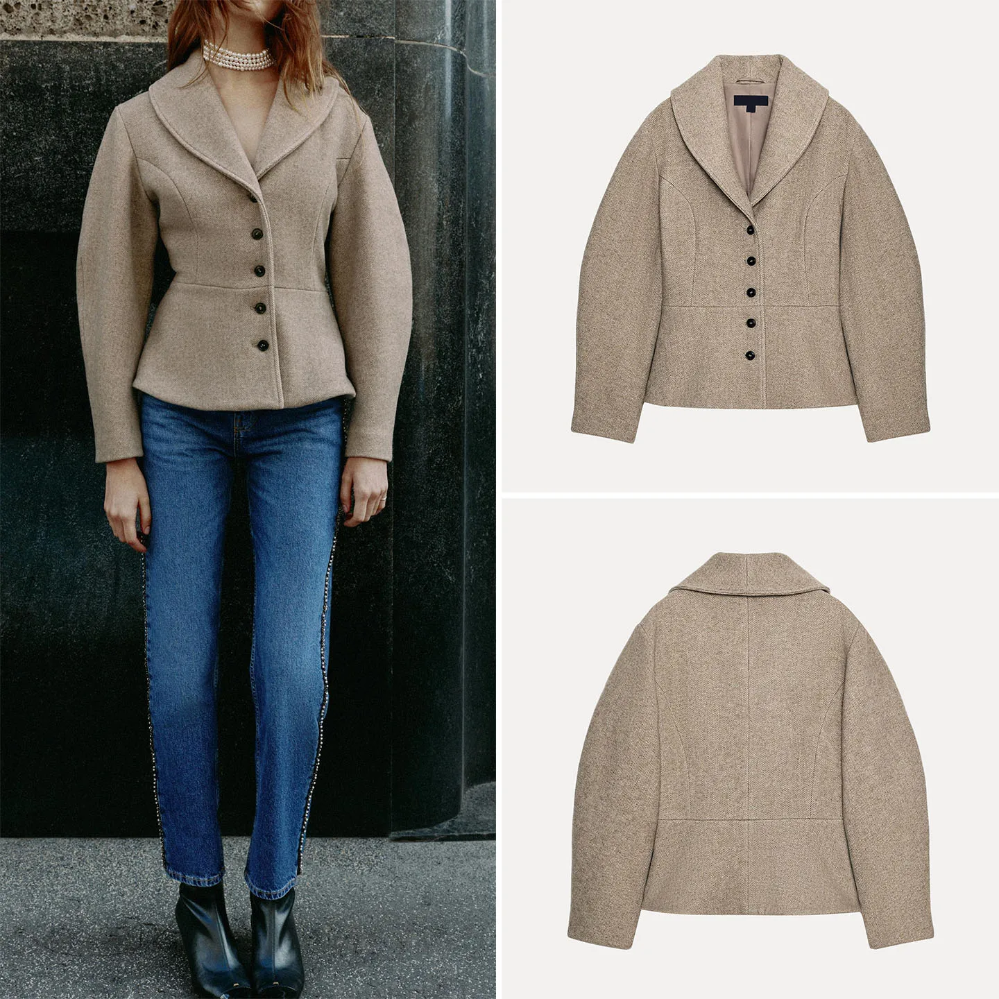 Fashionable Long Sleeve Turn-down Collar Nine-point Short Skirt Jacket Women's Autumn Wear ZADATA Standard Fit Other Material