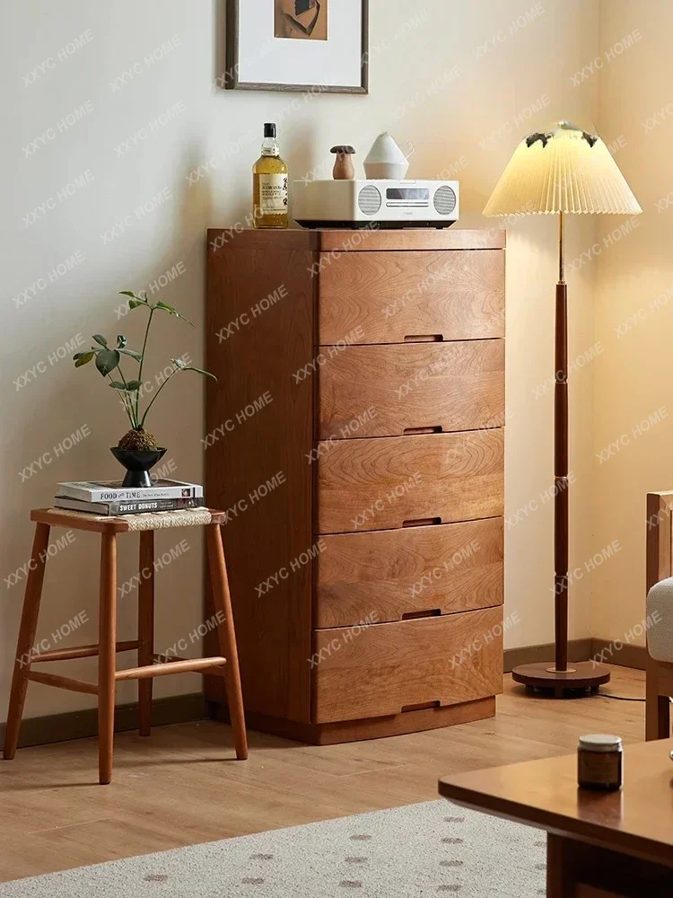 A wood chest of drawers curved drawer surface living room storage cabinet bedroom drawer cabinet Nordic