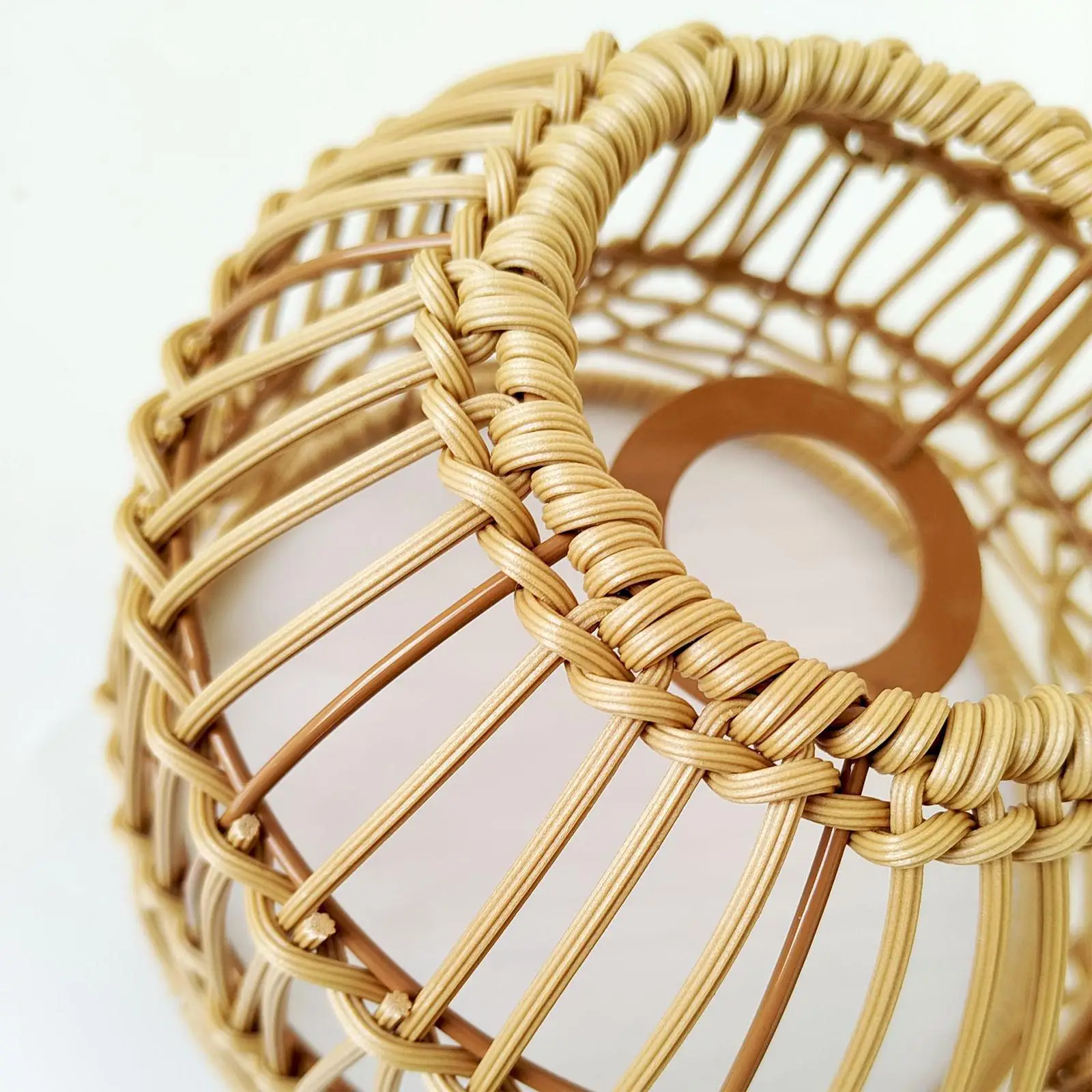 Rattan Lamp Shade Handmade light Fixture Round Rattan Basket Chandelier Lamp Shade Lamp Shade for kitchens living Room