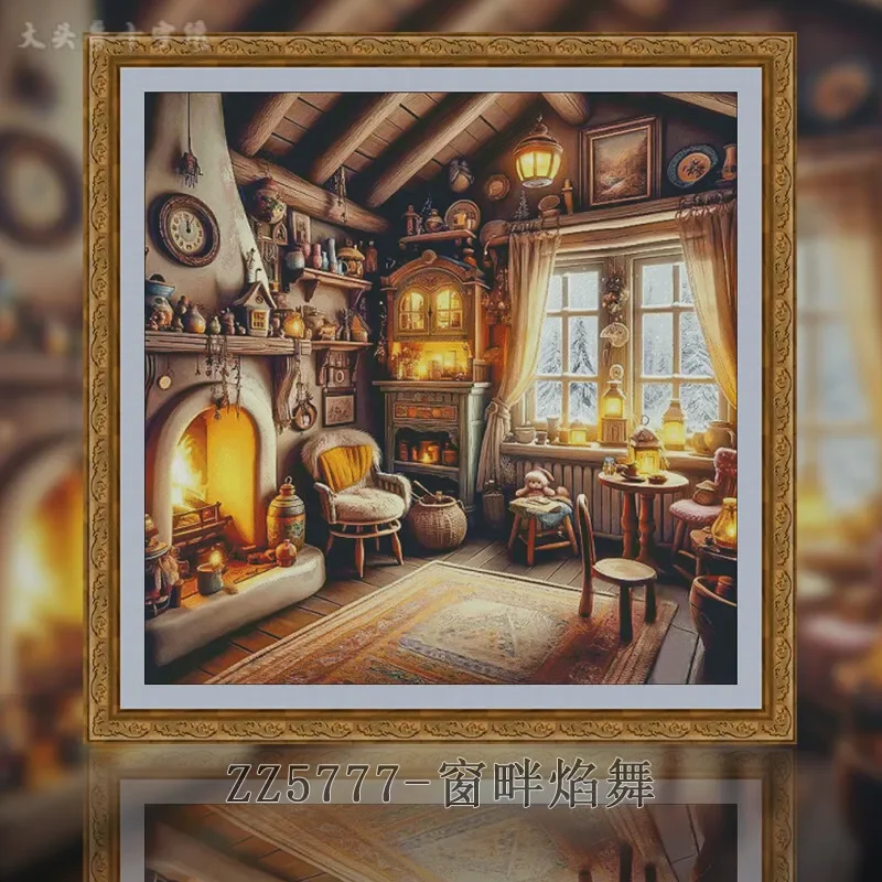 [ZZ5777-Winter Warm House] 11CT 14CT 16CT DIY Stamped Cross Stitch Kit with Printed Canvas and Cotton Threads Embroidery Needlew