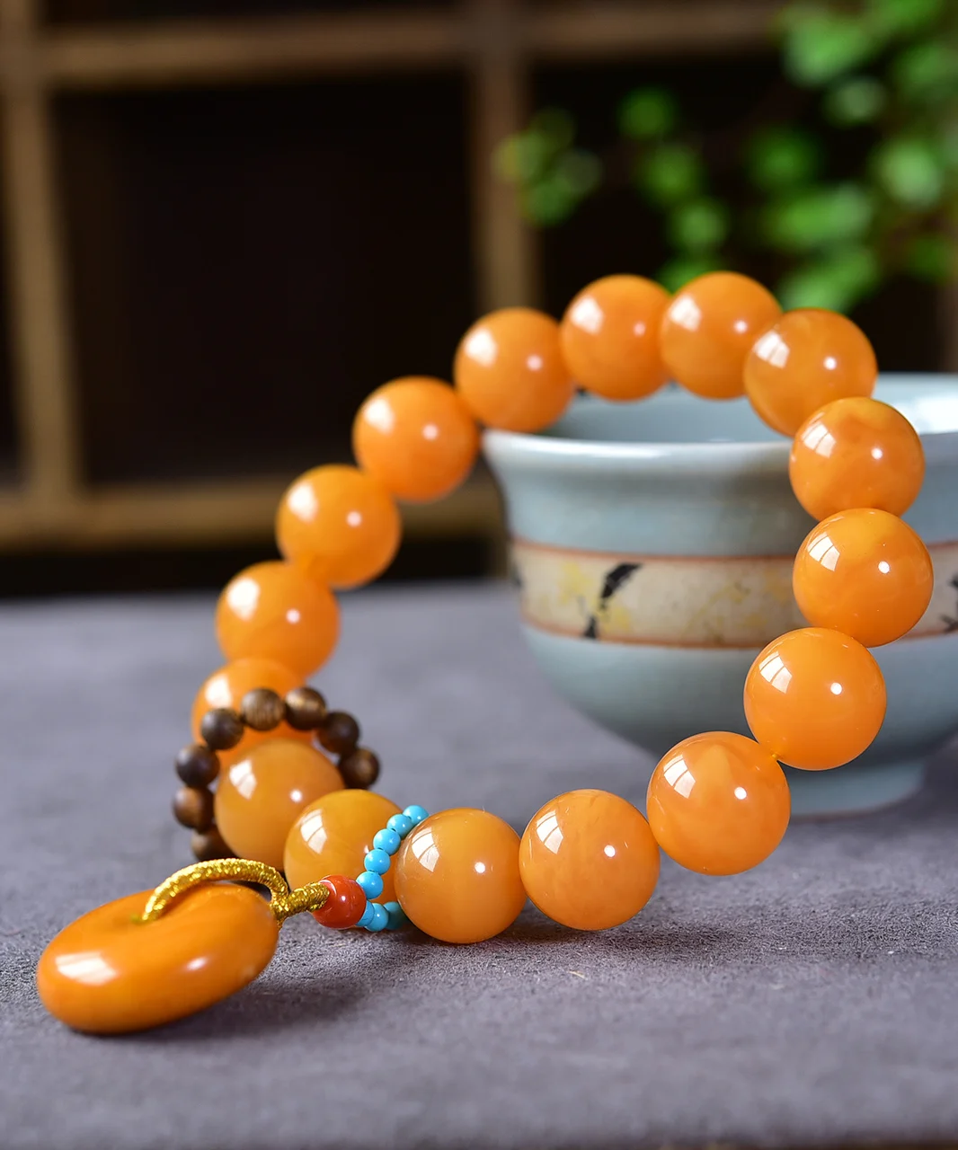 Natural Yellow Amber Gemstone Round Beads Bracelet Round Pendant 13MM Women Men Healing Stretch Amber Jewelry AAAAAA