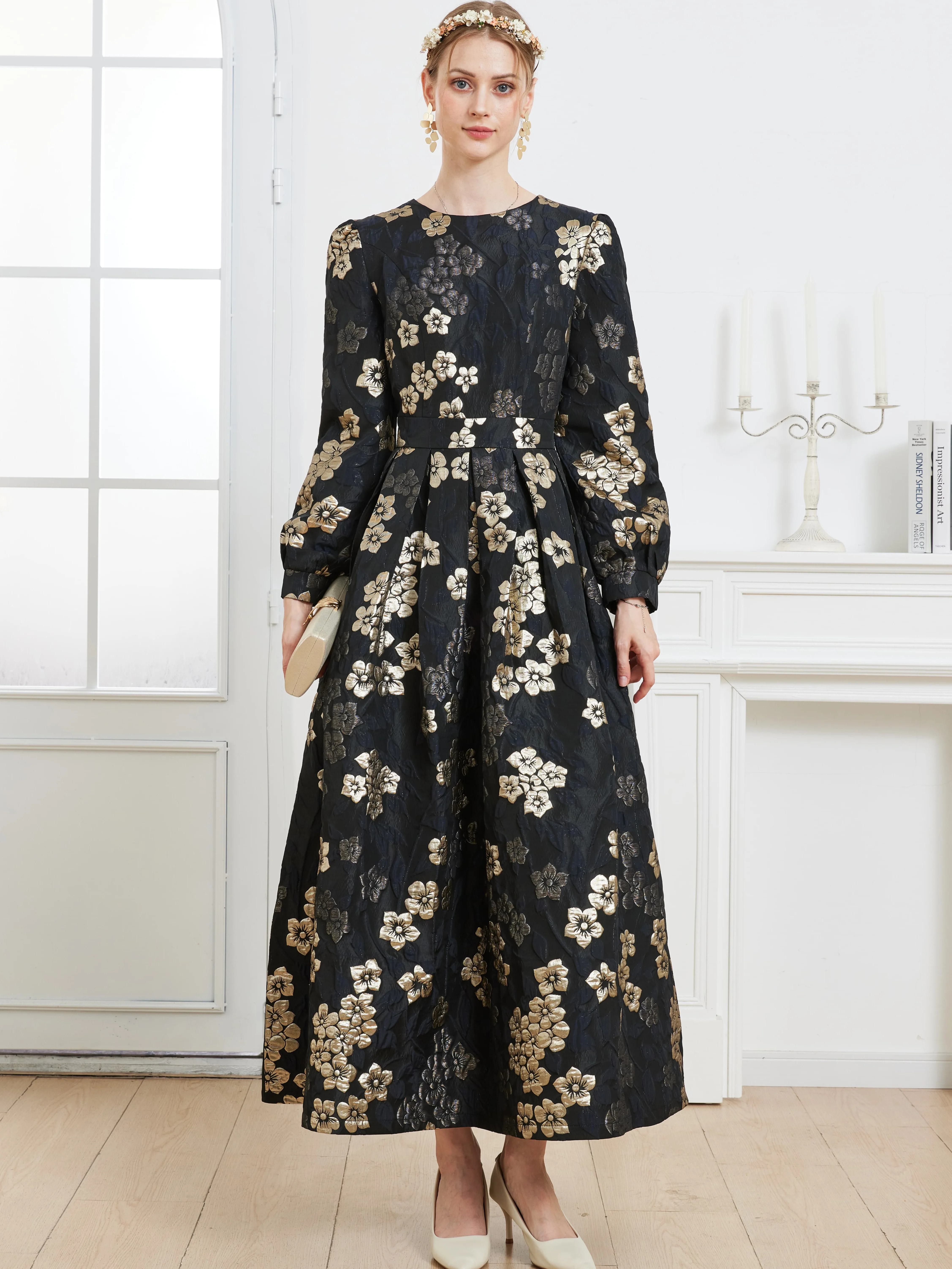 

Женское жаккардовое платье, длинное платье в арабском стиле, в мусульманском стиле