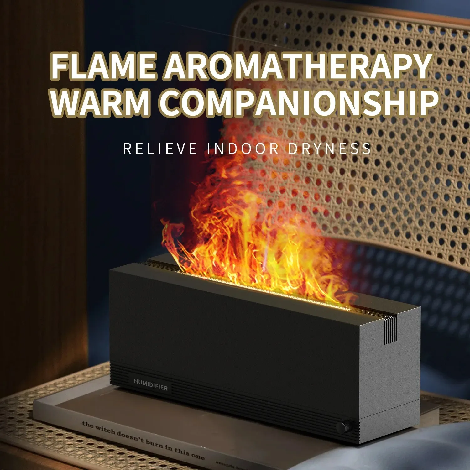 

Indoor Flame Diffuser - Stylish Desktop Flame Diffuser and Humidifier for Home or Office - Compact and Efficient Flame Diffuser