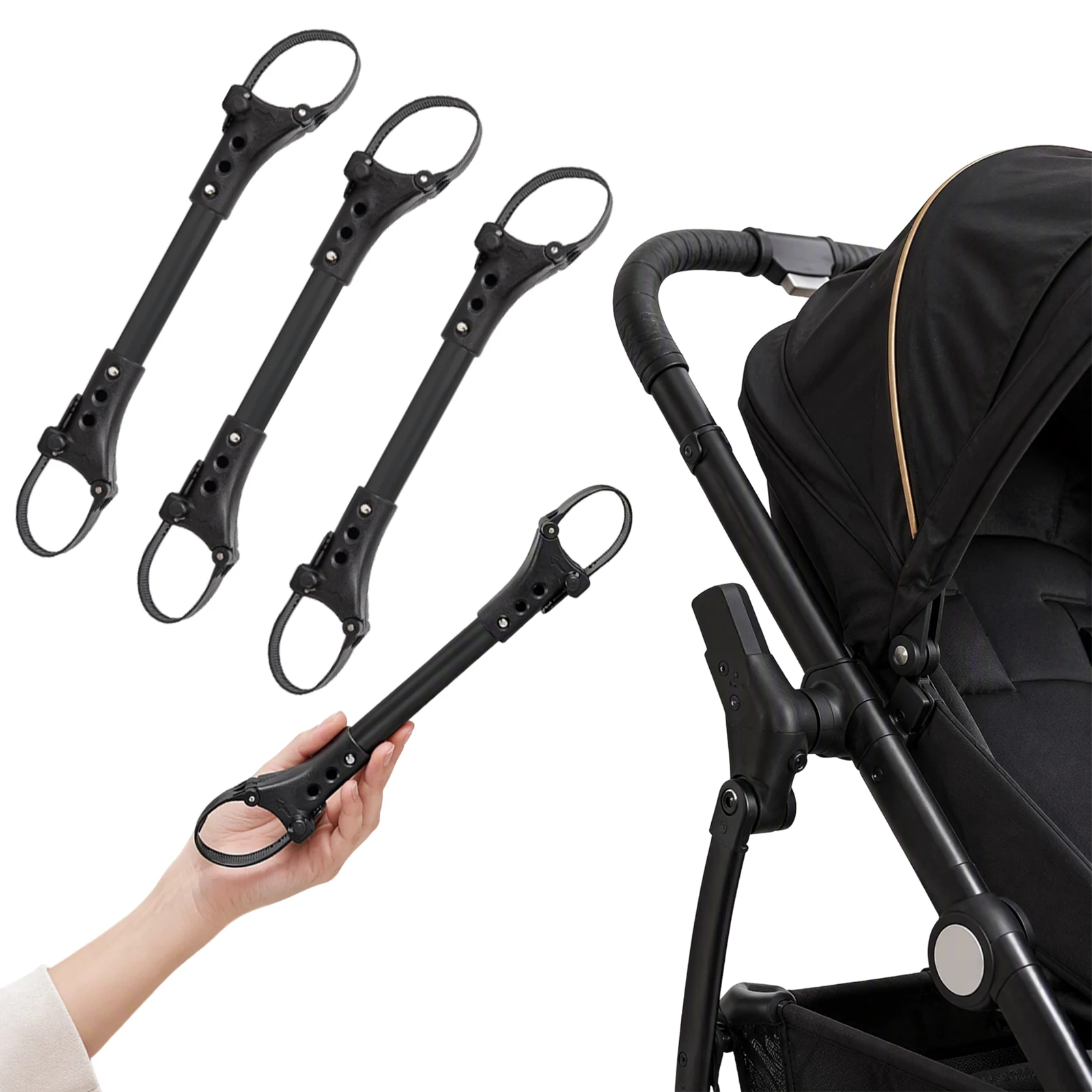 Twin Stroller Connector Bar Adjustable 20/23/26cm Universal Double Buggy Coupler Aluminum Alloy Nylon Strap Baby Stroller Link