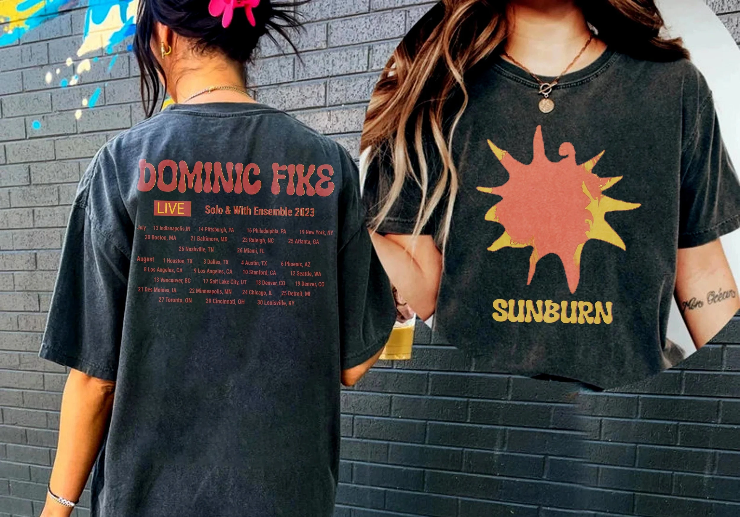 Dominic T-Shirt, Sunburn Album 2side Domnic Fike Shirt, Domnic Fike Tracklist Graphic Gift for Men Women Unisex Shirt