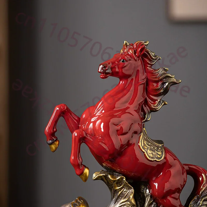 Ceramic Horse Statue, Chinese Zodiac Horse Figurine for Office Desk Home Decor, Success & Luck Gift, Artistic Animal Sculpture