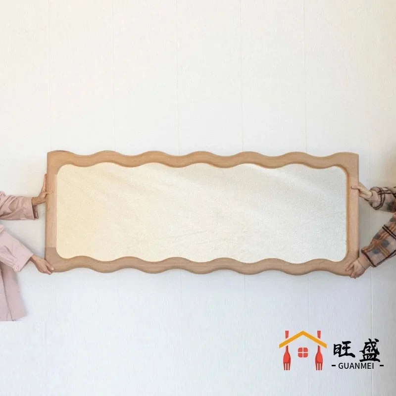 Nordic full-length mirror creative wave simple ins style floor mirror wall mounted light luxury bedroom home dressing mirror
