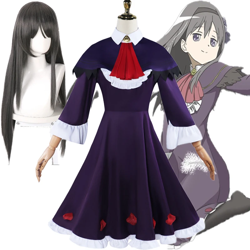 

Костюм для косплея аниме Puella Magi Madoka Magica, костюм для косплея Akemi Homura, необычная юбка, парик, Женский костюм для девушек на Хэллоуин, искусственная одежда для ролевых игр