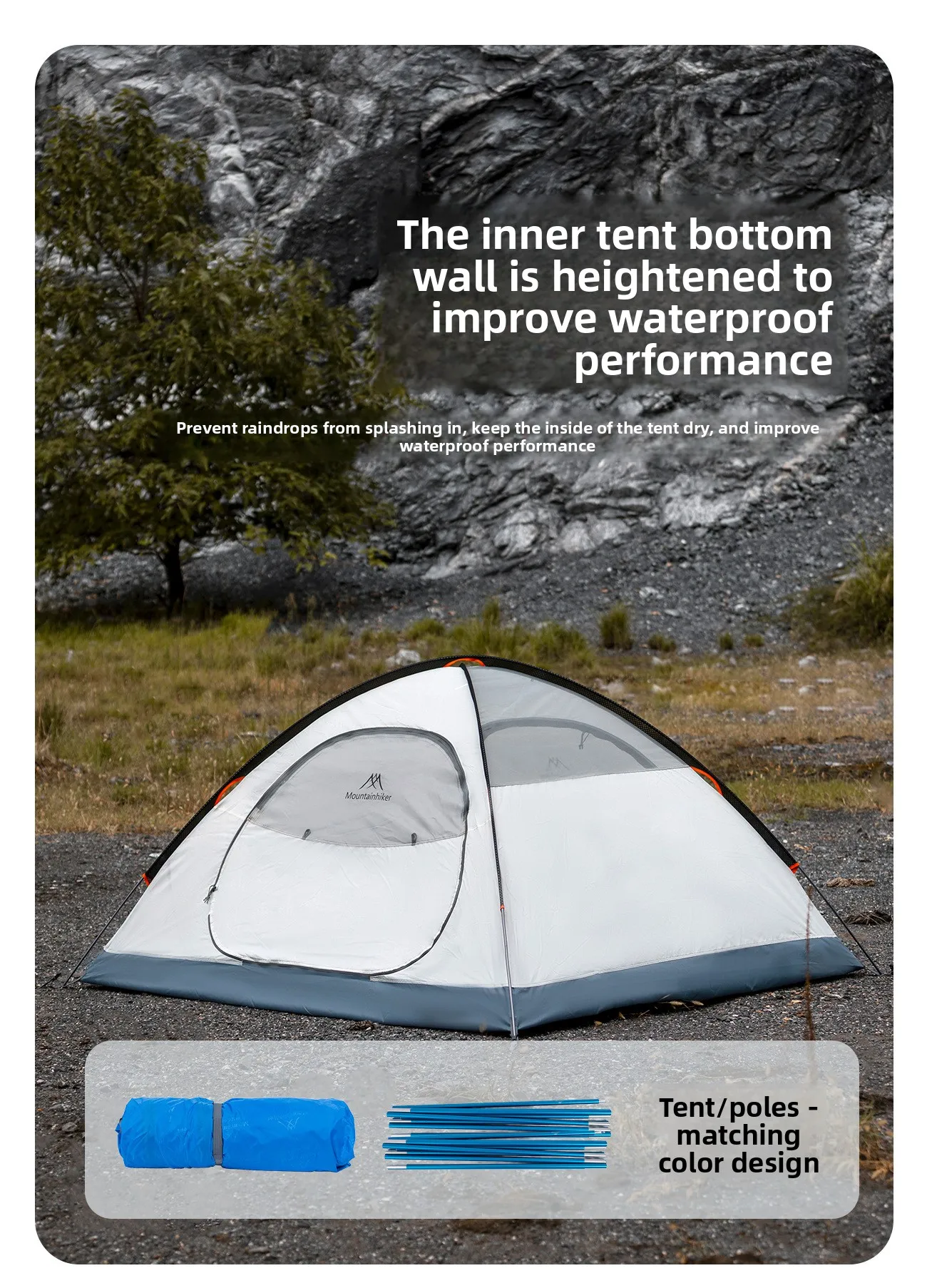 MOUNTAINHIKER Leichtes Outdoor 2-3 Personen Campingzelt, Wind- und Regenfestes Professionelles Aluminium-Stangen Wanderzelt – Detail 5