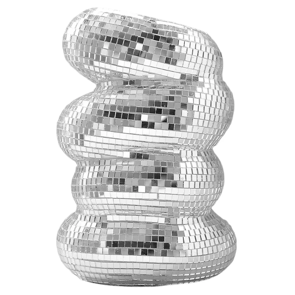 Disco Ball Vase with Silver Mirror Finish for Home, Party, and Desk Decor, Ideal for Small Spaces