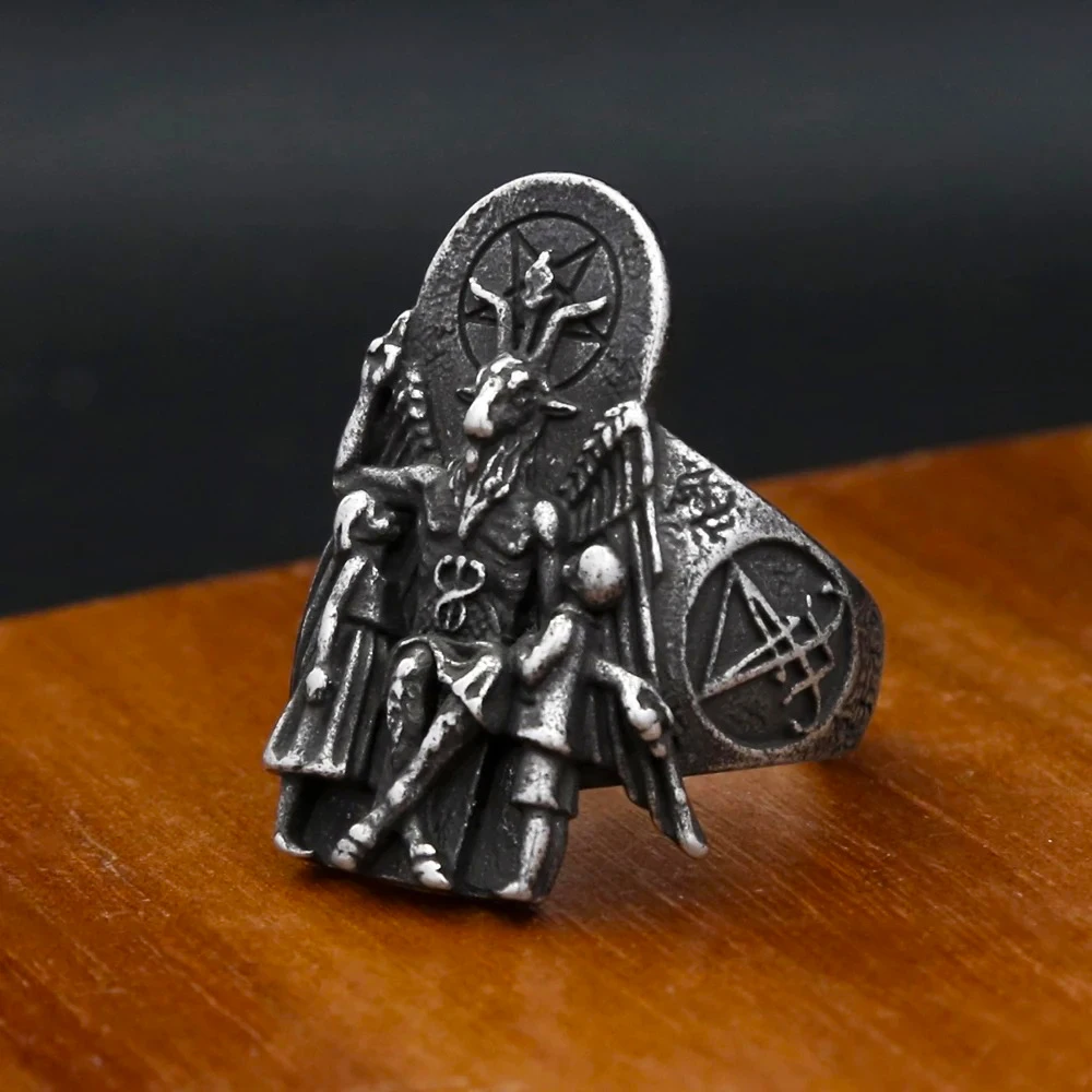 Vintage Ring Lucifer Satan Signet Rings For Men With Anubis Stainless Steel fashion punk Jewelry Gift Wholesale Dropshipping