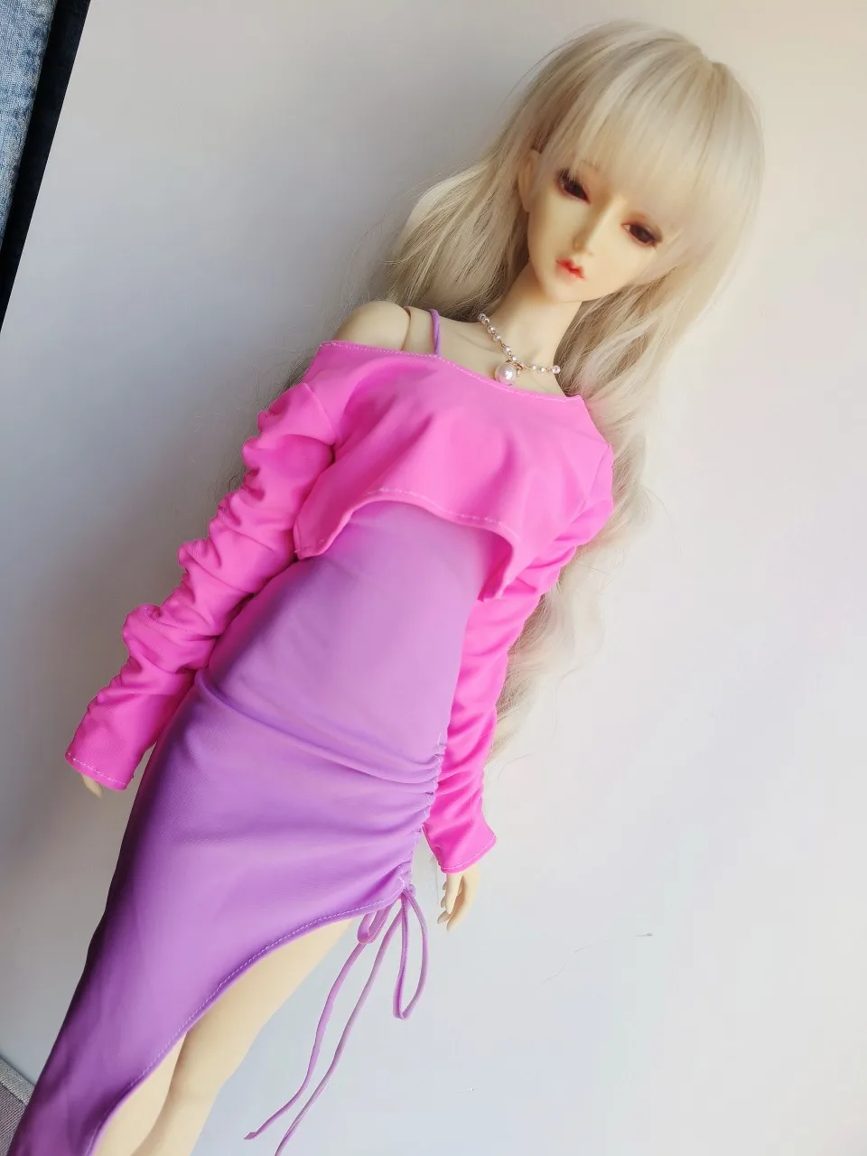 D05-P025 children handmade toy 1/3 60cm doll BJD/SD doll's clothes pink purple camisole skirt 1pcs