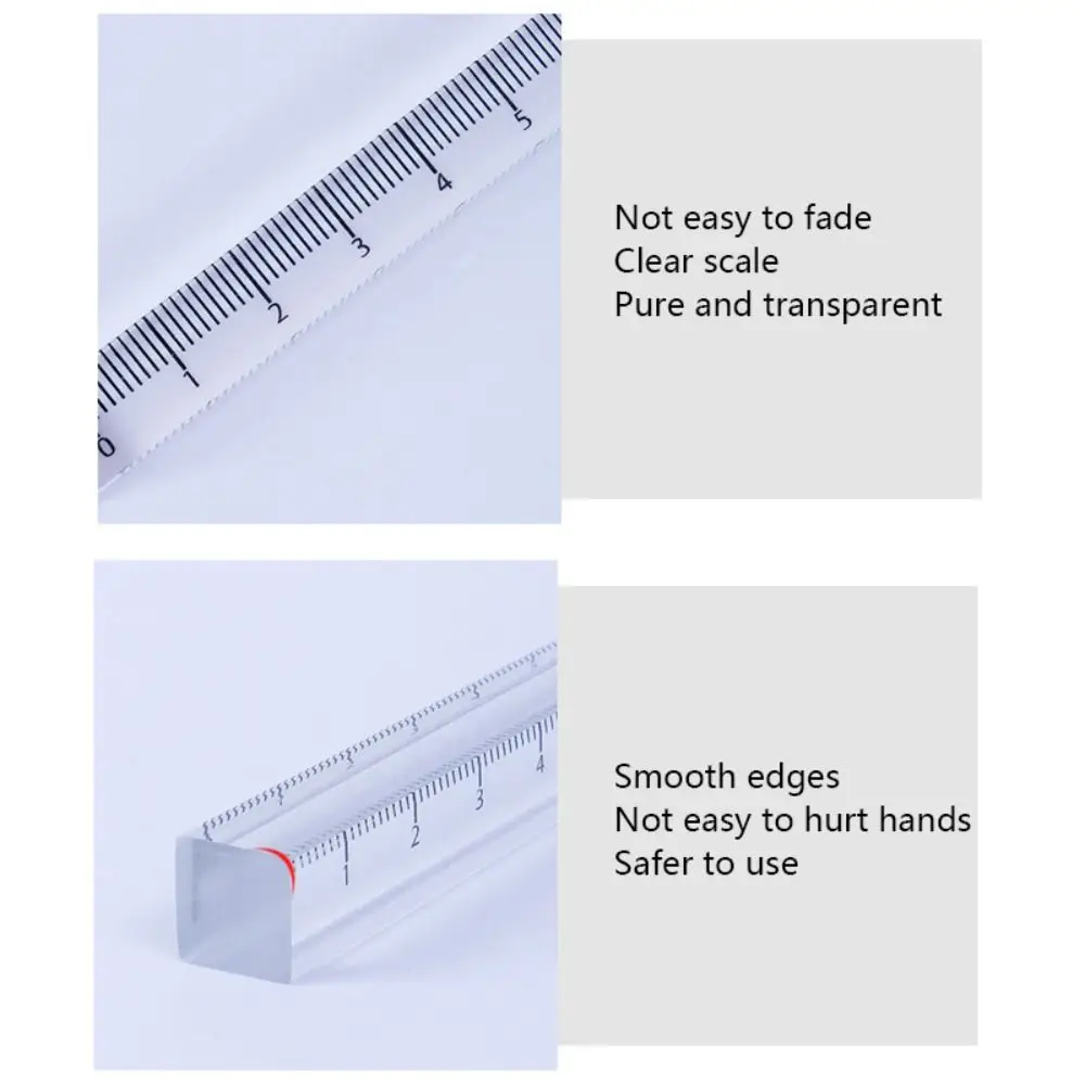 Creative 15/20/30CM Straight Ruler Transparent Acrylic Scale Ruler Quadrangular Ruler Creative Stationery