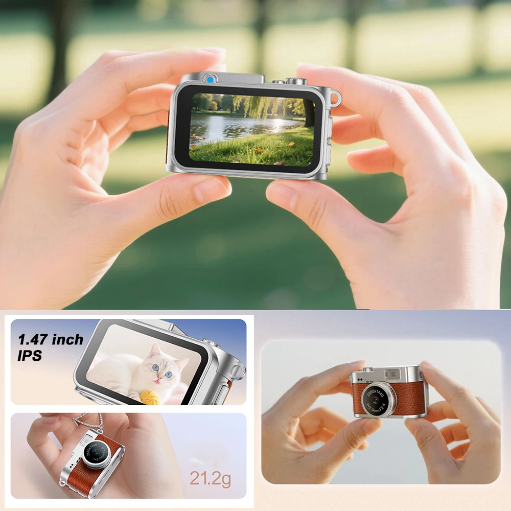 2025 New Thumb Pocket 2K Digital Camera HD Retro Mini Camera Portable Keychain Camera Outdoor Travel Photo Recorder Gift S160