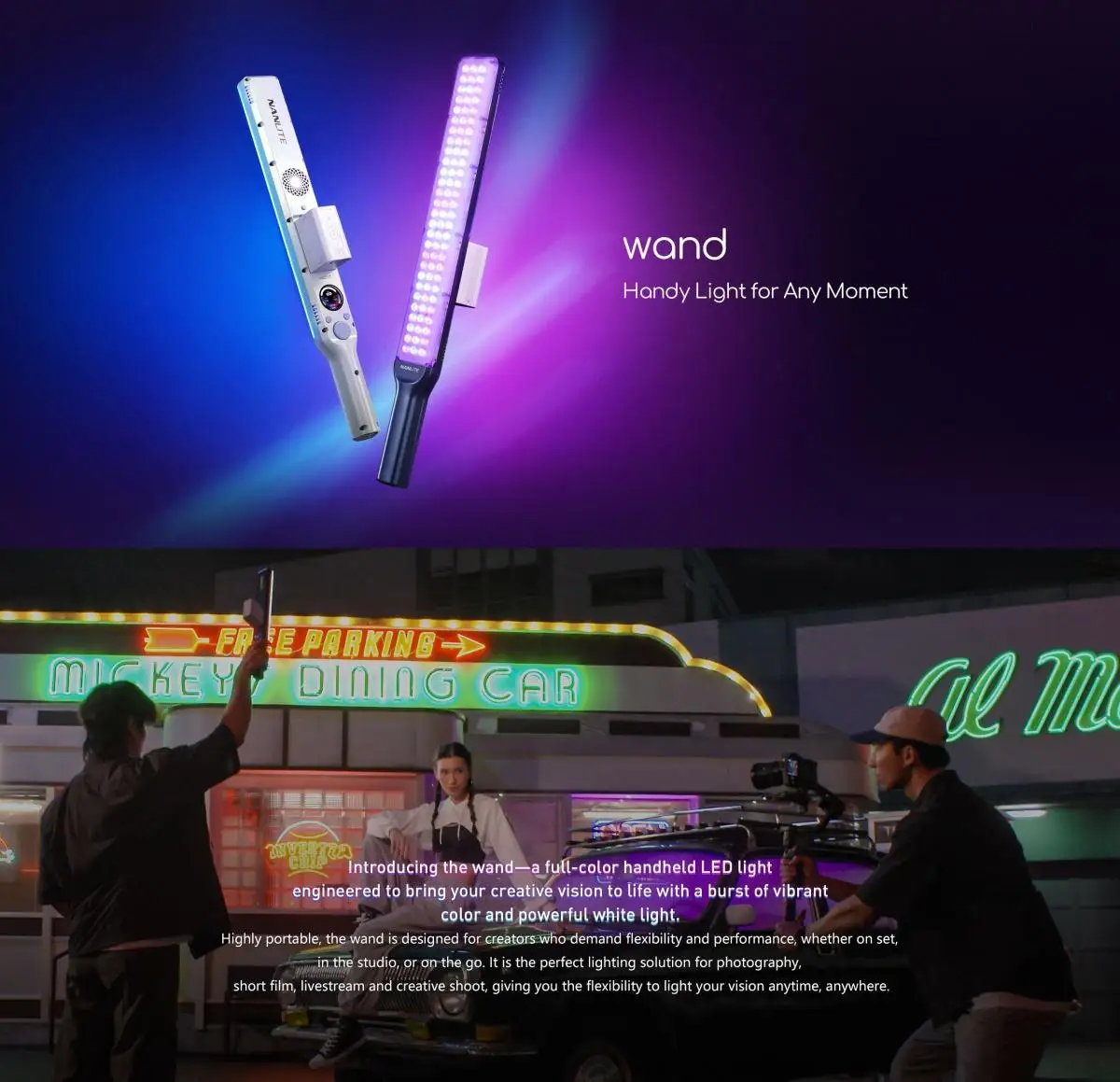 Nanlite varinha rgb led luz de preenchimento portátil vara bicolor 2700k-7500k fotografia iluminação para vídeo vlog